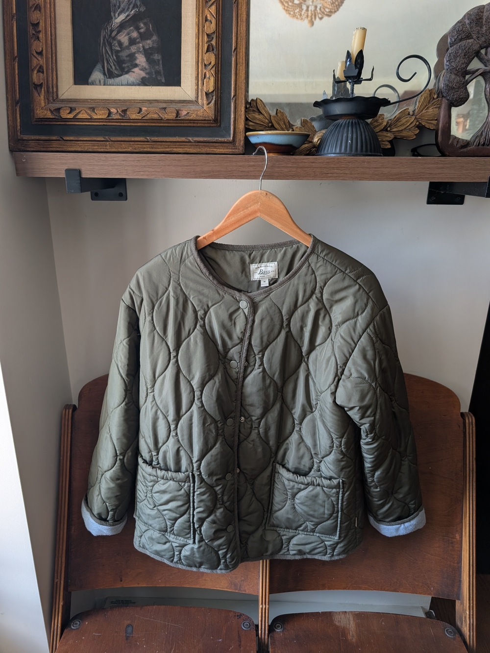 Bass Olive Quilted Snap-Front Puffer Jacket
